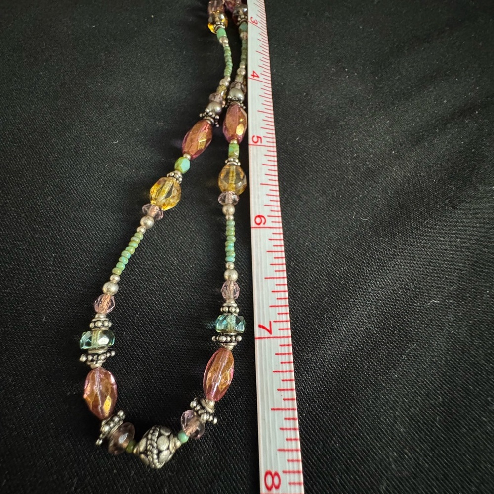 Bohemian Turquoise, Sterling, and Aurora Borealis Beaded Necklace - Picture 7 of 8